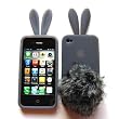 Bunny Skin Case With Furry Tail for Apple iPhone 4 & 4S, Smoke