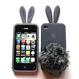 Bunny Skin Case With Furry Tail for Apple iPhone 4 (Verizon & AT&T), Smoke