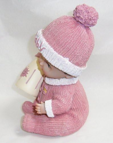 Adorable Baby Girl Statue with Bottle Pink Outfit Shower Gift Boxed Party Favor 8" High x 5" Wide DD012W-P