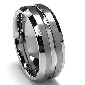 8MM High Polish / Matte Finish Men's Tungsten Ring Wedding Band Size 8: Jewelry