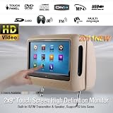 Koolertron 2 pcs 9-inch HD Touch Screen Headrest Montior Car DVD PLAYER USB SD GAMES Breige