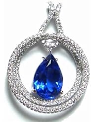 18K White Gold Tanzanite and Diamond Pendant -- LIFETIME WARRANTY