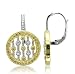 18k Gold White and Orange Yellow Diamond Circle Drop Earrings (GH, SI, 0.80 carat)