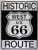 Historic Route 66 West Highway Road Tin Sign