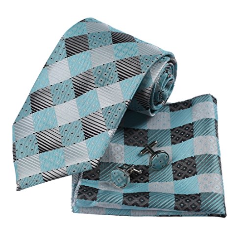 DAD3C Evening Checkered Microfiber Tie Cufflinks Handkerchief Set By Dan Smith