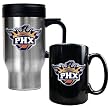 Phoenix Suns NBA Stainless Steel Travel Mug & Black Ceramic Mug Set - Primary Logo by Great American Products