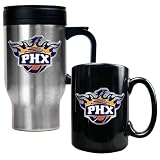 Phoenix Suns NBA Stainless Steel Travel Mug & Black Ceramic Mug Set - Primary Logo
