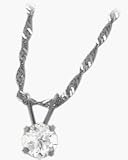 5mm 14 Karat White Gold Genuine Round White Topaz Pendant