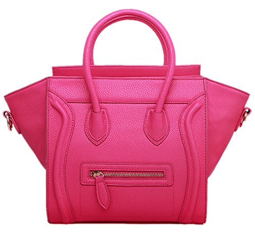 JJ Fashion 2016 Classic Smile Style Women Leather Handbags Rose