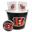 Cincinnati Bengals NFL Metal Bucket, Satin Etch Pint Glass & Coaster Set