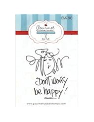 From Amazon.com. Click for details:
 Art and Craft Supply: Gourmet Rubber Stamps Dont Worry Be Happy Cling Stamps, 2.75 x 4.75" - Gourmet Rubber Stamps Art and Craft Supply: Gourmet Rubber Stamps Dont Worry Be Happy Cling Stamps, 2.75 x 4.75" - Gourmet Rubber Stamps
