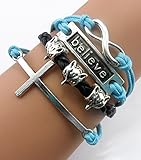 Twinkle Handmade Infinity Cross Fox Head Believe Charm Friendship Gift Leather Bracelet thumbnail