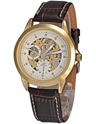 Mudder Brown Leather Band Mechanical Self-wind Ladies Men Casual Automatic Wrist Watch