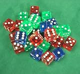 75 BRAND NEW BLUE,RED,GREEN MIXED DICE 19mm CASINO