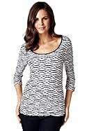  Per Una 3/4 Sleeve Textured Striped Top