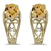 Round Citrine and Diamond Filigree Earrings 14k title=