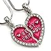 Soulbreezecollection Best Friends Forever BFF Pink Heart Necklace Pendant Enamel Engraved Letters