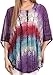 Sakkas Ellesa Ombre Tie Dye Circle Poncho Blouse Shirt Top with Sequin Embroidery