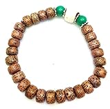 Green Star Moon Bodhi Prayer Beads Bracelet; Mala Bracelet, 5mm*10mm Beads, Tibetan Wood Mala Beads