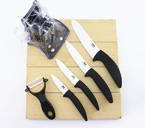 Wolfgang Cutlery 6 PC. Professional Series Curved Ceramic knife Sets With Stand In Black