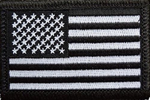 Tactical USA Flag Patch (Black &amp; White) Velcro Back - GLOWS IN DARK - FREE EXPEDITED SHIPPING - By BullRun Flag Embroidery