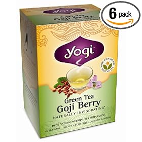 Yogi Green Tea Goji Berry, Herbal Tea Supplement, 16-Count Tea Bags (Pack of 6)