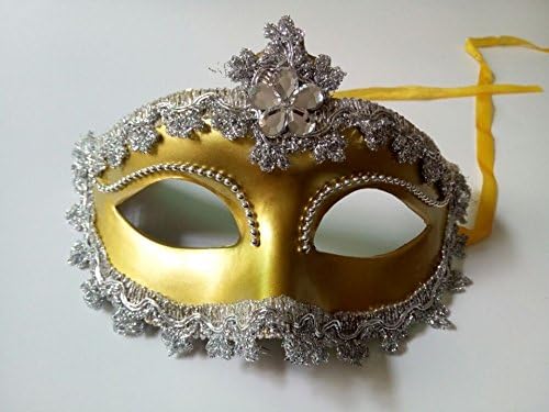 Royal Lace Edge Flower Accessories Venetian Costume Masquerade Party Mask for Girls Women Mardi Gras Prom Ball (Gold)