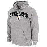 Pittsburgh Steelers Grey Classic Arched Mascot Embroidered Hooded Sweatshirt