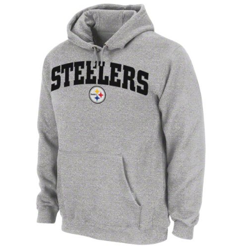 Pittsburgh Steelers Grey Classic Arched Mascot Embroidered Hooded Sweatshirt