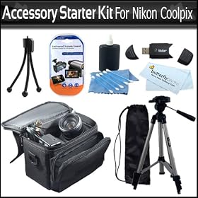 Accessory Starter Kit For The Nikon Coolpix L21, L22, L110 L120, L310, L810 Digital Camera Includes Deluxe Carrying Case + 50 Tripod w/Case + USB 2.0 Card Reader + LCD Screen Protectors + Mini Flexible Tripod + 3 Pc. Lens Cleaning Kit + MicroFiber Cloth