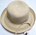 Ladies Elegant Swirl Straw Sun Hat With Turn Up Brim Stone_s-1