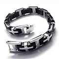 Herren Armband aus Edelstahl mit Kautschuk, 21,0 cm, Herrenarmband, Edelstahlarmband
