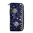 Denim Wallet Silver Beaded Crafted from Vintage Denim, 7 1/2" x 4"