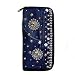 Denim Wallet Silver Beaded Crafted from Vintage Denim, 7 1/2" x 4"