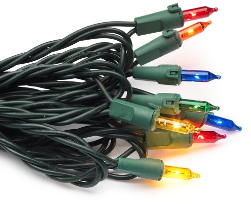 Bethlehem Lighting Indoor/Outdoor Miniature 50-Light Set, Multi-Color with Green Wire