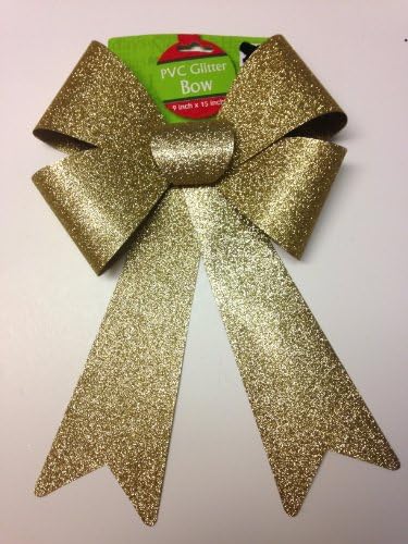 Medium Gold PVC Christmas / Gift Glitter Bow 9" x 15"