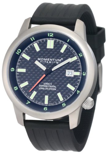 Momentum Men's 1M-SP20B8B Logic TI Black Dial Ribbed Rubber Strap Watch