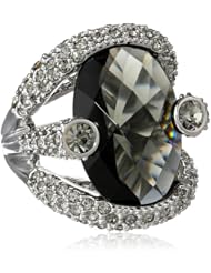 ABS By Allen Schwartz Black Diamond Cubic Zirconia Silver-Tone Ring, Size 7