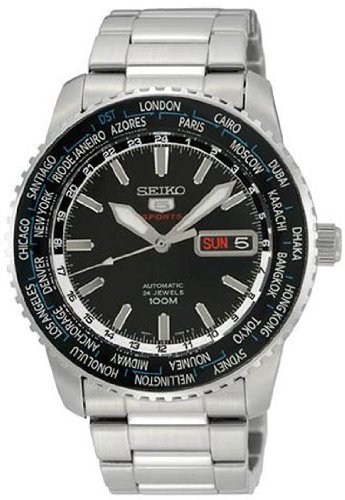 Stainless Steel Automatic Black Dial World Time Bezel