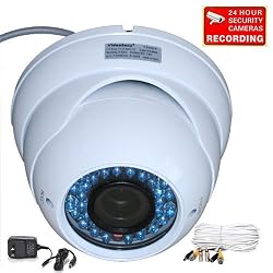 VideoSecu Day Night Outdoor 540TVL Security Camera 1/3'' SONY CCD Weatherproof 3.5-8mm Varifocal Lens 36 Infrared Leds for CCTV Home Surveillance DVR System with Free Power Supply and Extension Cable VD49HWKC A45