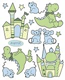 Livingwalls 1791-11 Wandsticker, Esprit Dragon Castle, gr&uuml;n hellblau, 2 B&ouml;gen &aacute; 15 Aufkleber