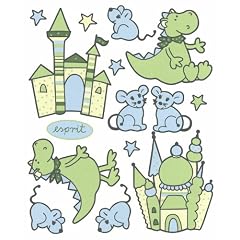 Livingwalls 1791-11 Wandsticker, Esprit Dragon Castle, gr�n hellblau, 2 B�gen � 15 Aufkleber
