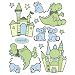 Livingwalls 1791-11 Wandsticker, Esprit Dragon Castle, gr�n hellblau, 2 B�gen � 15 Aufkleber