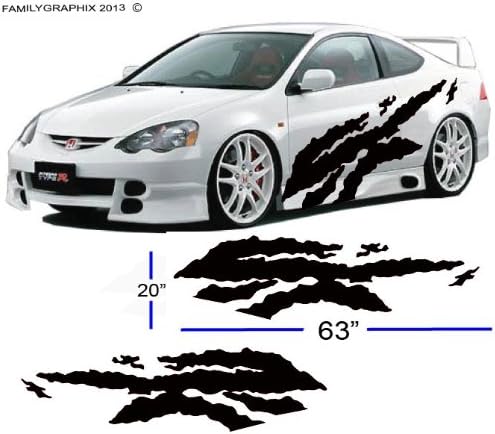 Universal Car Pinstripe Racing Side Graphics Decals 63" X 20" (3f19) in White or Black