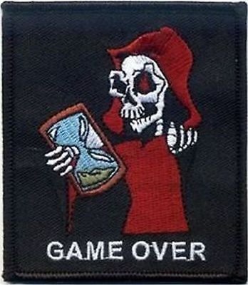 GAME OVER With REAPER GRIM Funny Halloween Biker MC Club NEW Vest Patch PAT-0683