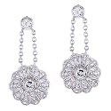 Tiffany style Flower silver jewelry Dangling Drop Earrings