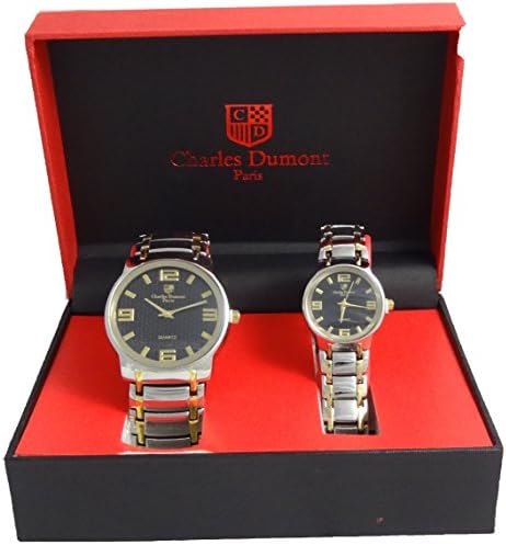 Charles Dumont Paris His &amp; her Gift Set Silver &amp; Gold Two Tone Alloy Metal Case