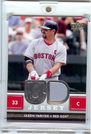 2008 Upper Deck Jason Varitek Boston Red Sox Game Worn Jersey Baseball Card - Mint Condition !!