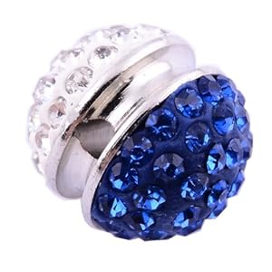 Kadima Lots of 12pcs 14MM Shamballa Inspired Pave Crystals Alloy Ball - Crystal/Sapphire Blue