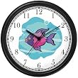 Cartoon Purple Pink Fish Animal Wall Clock by WatchBuddy Timepieces (White Frame)